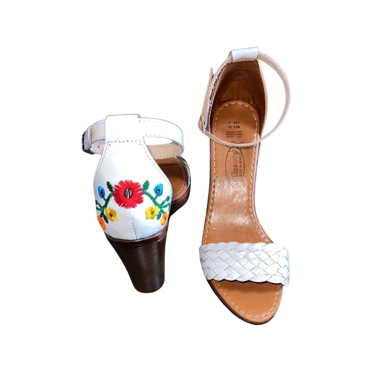 Mexican Blossom Open Toe Embroidered Flower High Heel - CharroAzteca.com