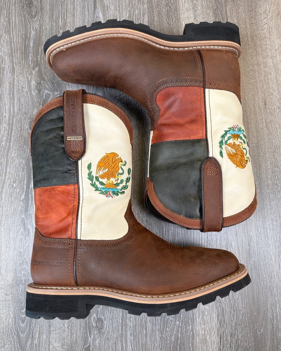 Mexican Flag Bota Rodeo Work Boot (Waterproof) - CharroAzteca.com