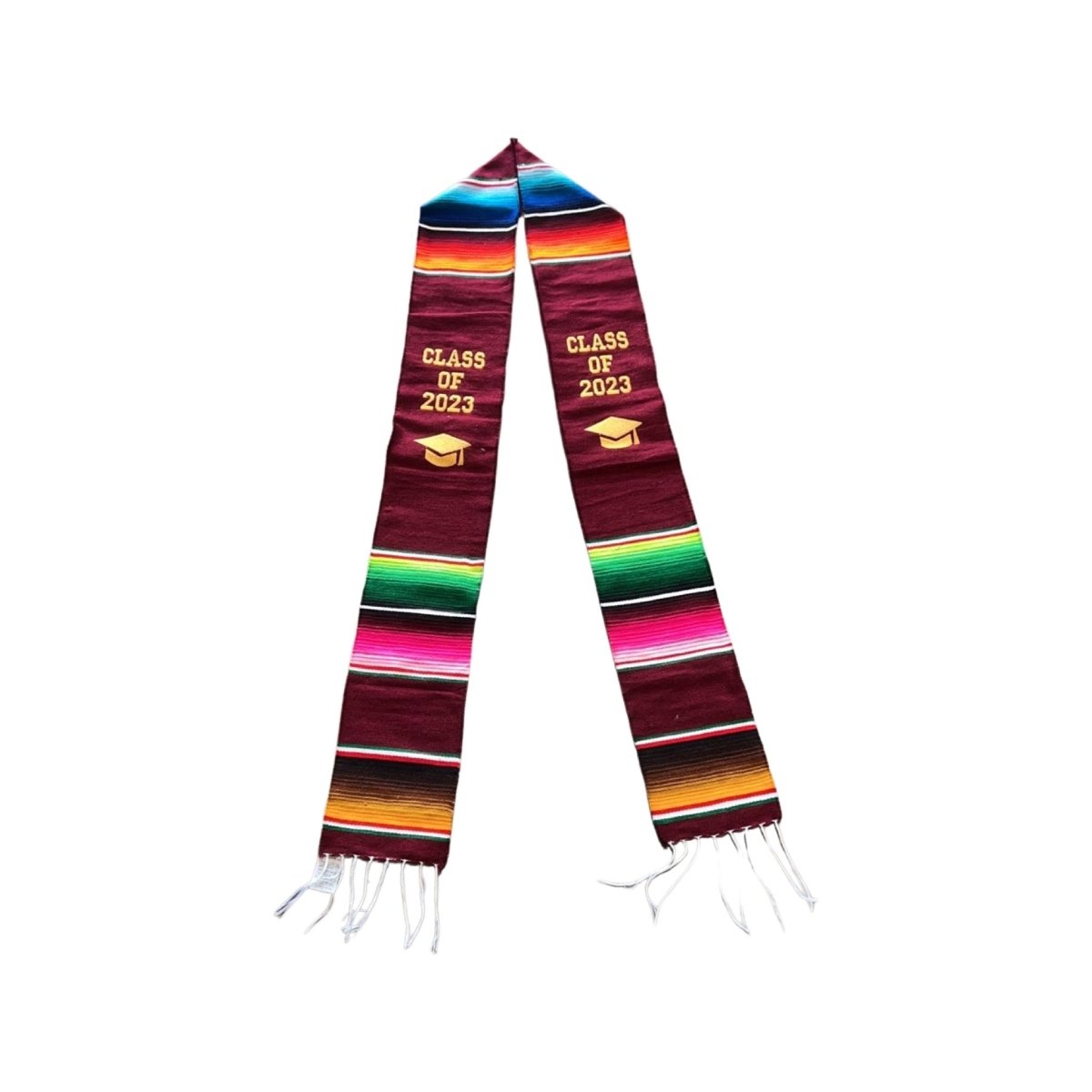 2023 Cultural Pride: Mexican Embroidered Wine Zarape Graduation Stole - CharroAzteca.com