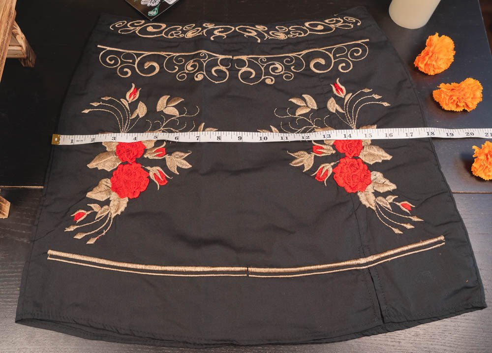 Falda Vaquera - Womens Embroidered Skirt - Black - CharroAzteca.com