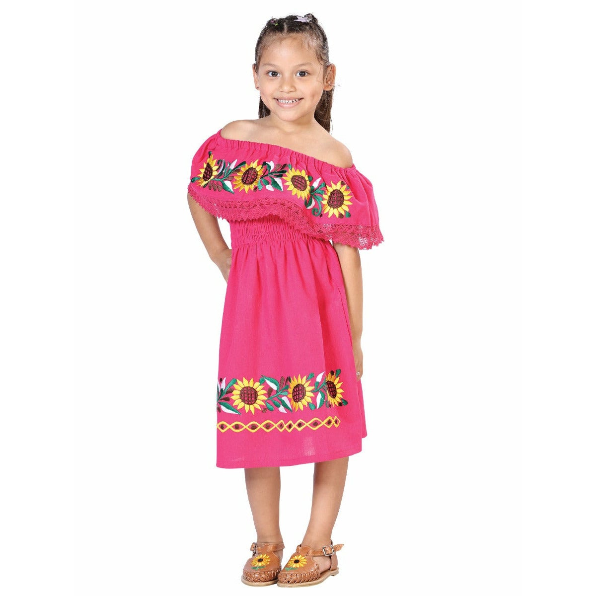 Girls Handmade Mexican Dress - Girasoles - CharroAzteca.com