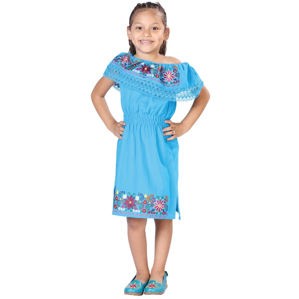 Girls Handmade Mexican Dress - Quetzali - CharroAzteca.com