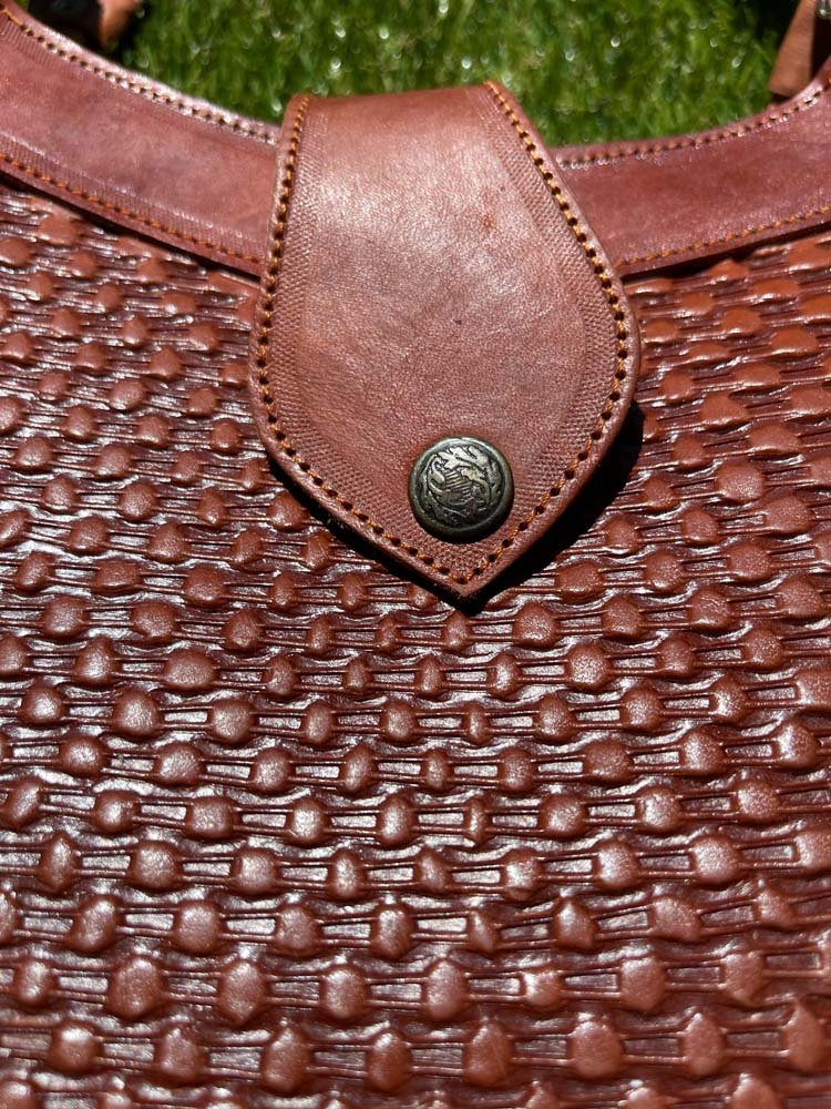 Hand made Mexican leather bag - CharroAzteca.com