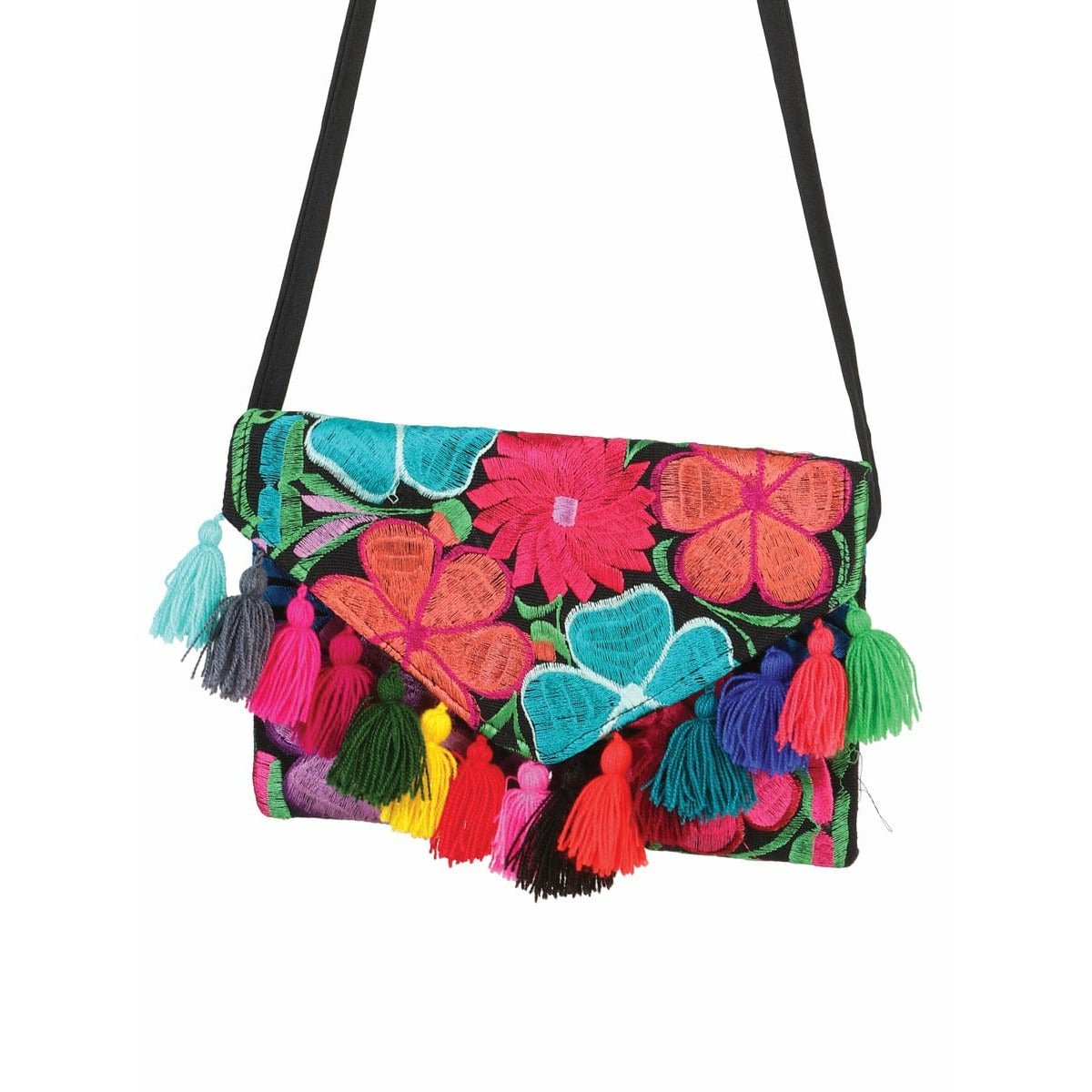 Hand made Mexican suede embroidered bag - CharroAzteca.com