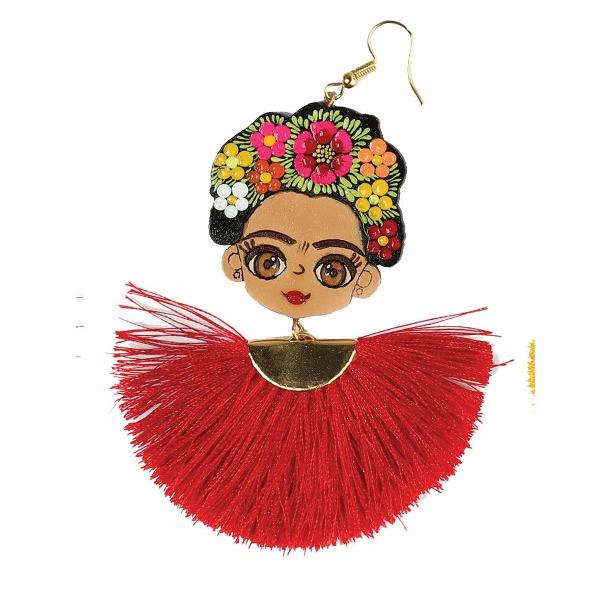 Hand Painted Mexican Earrings - Frida - CharroAzteca.com