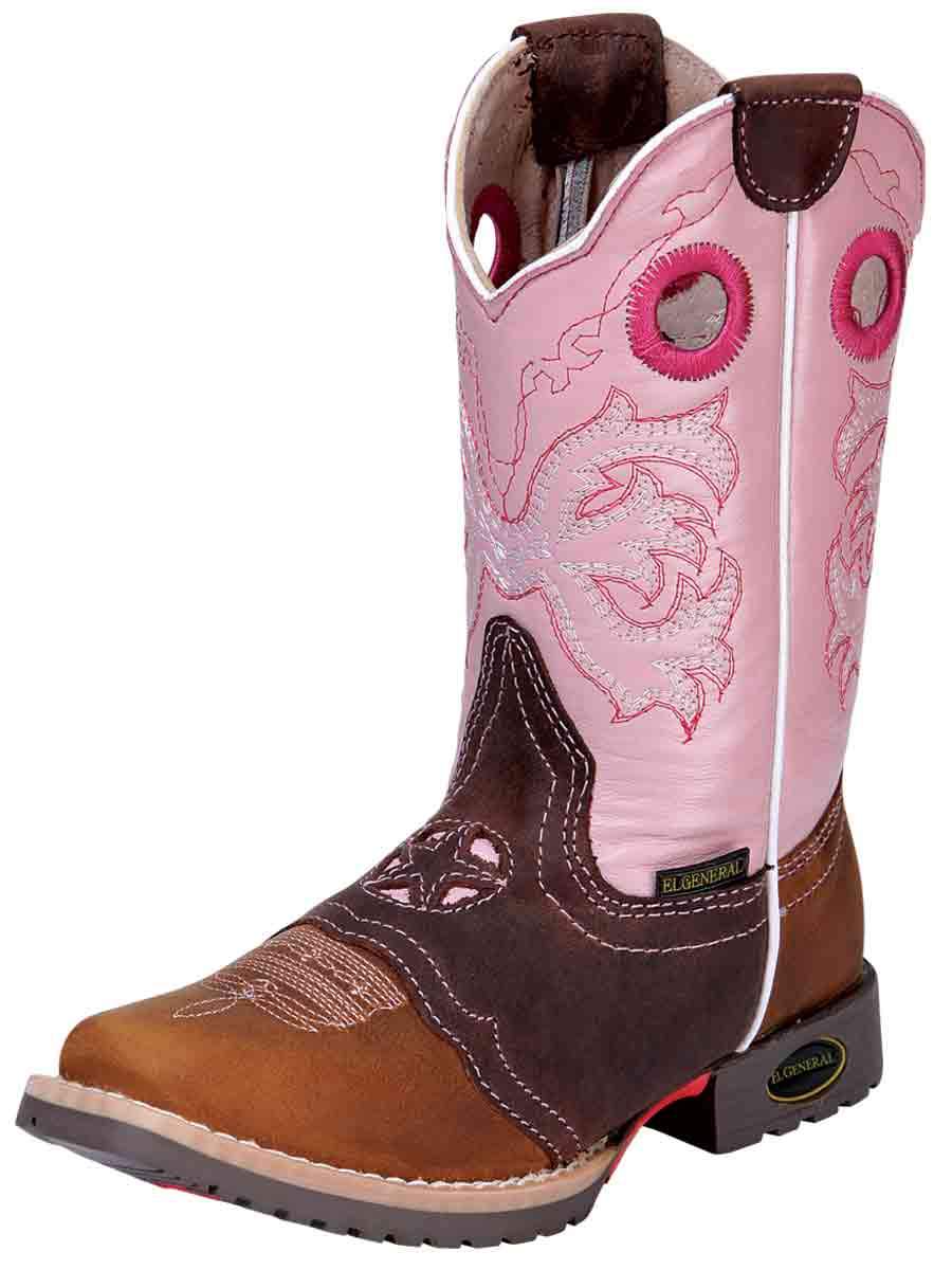 Kid's Rodeo Leather Boot's Honey/Brown - CharroAzteca.com