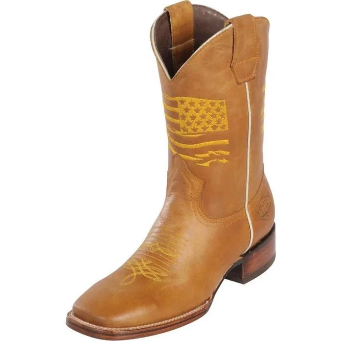 Men's Leather US Flag Rodeo Boot - CharroAzteca.com