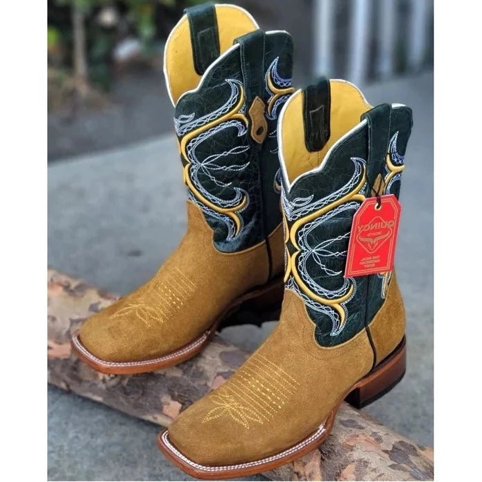 Men's Suede Leather Rodeo Boot - CharroAzteca.com