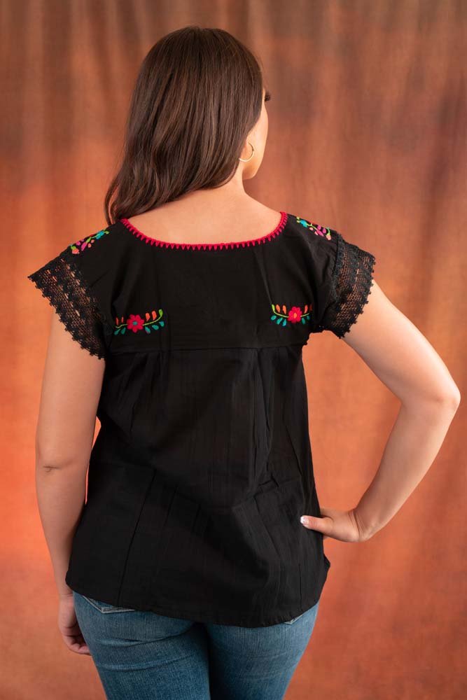 Mexican Blouse Traditional Embroidered Red All Sizes Plus Sizes Puebla -   Canada