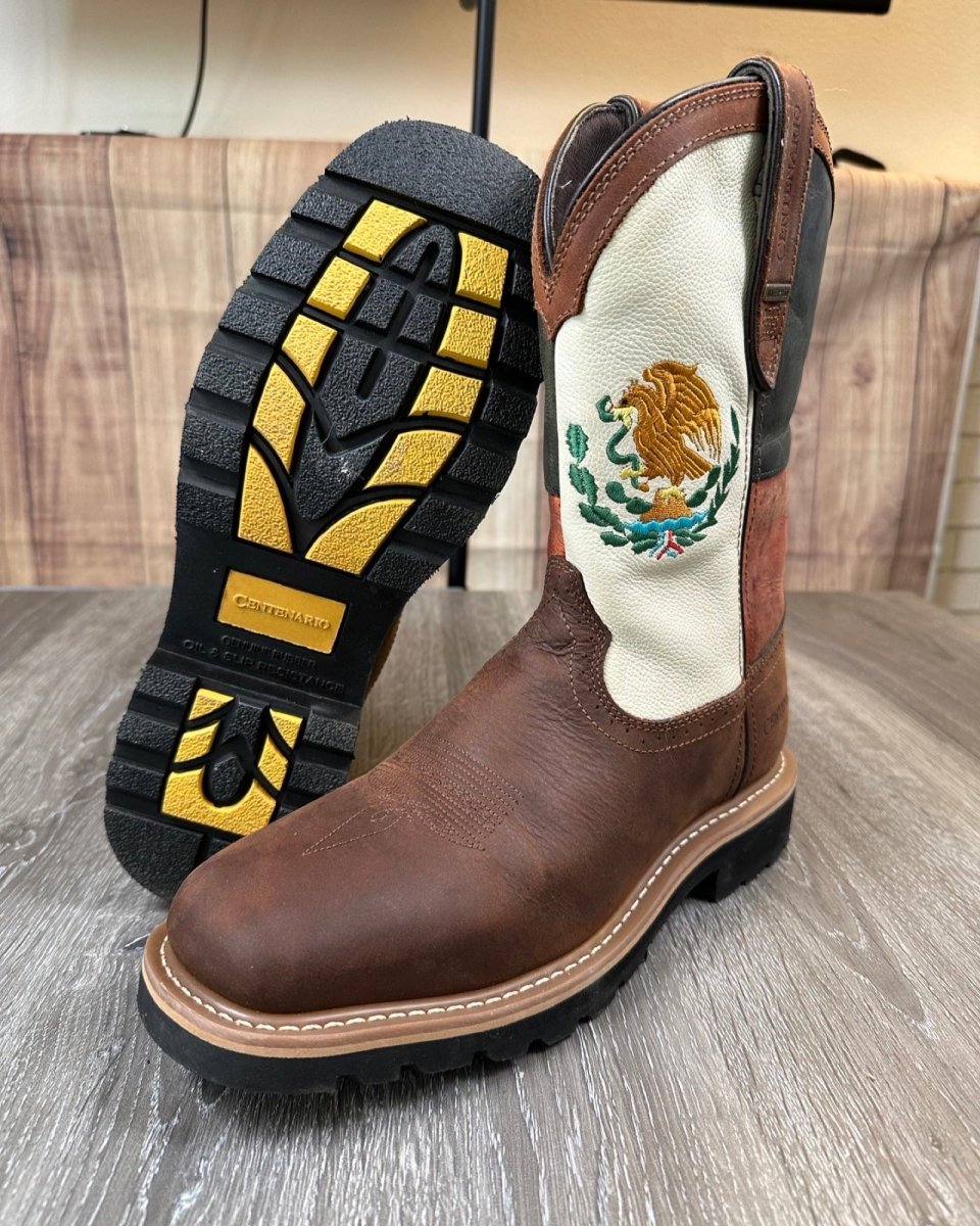 Mexican Flag Bota Rodeo Work Boot (Waterproof) - CharroAzteca.com