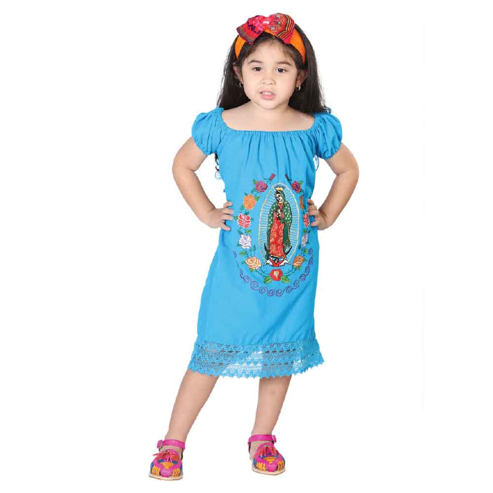 Mexican Girls Dress Artesanal - Virgen de Guadalupe - CharroAzteca.com