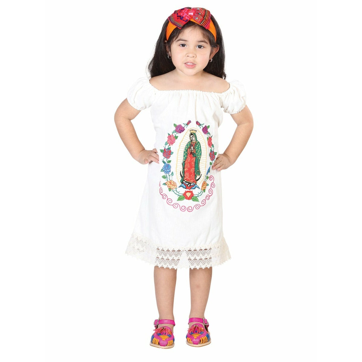 Mexican Girls Dress Artesanal - Virgen de Guadalupe - CharroAzteca.com