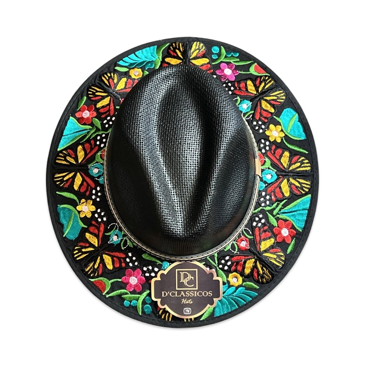 NEW! Women Embroidered Mexican Sombrero - Butterflies - CharroAzteca.com