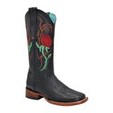 Rose Ranch Toe boot - Black - CharroAzteca.com