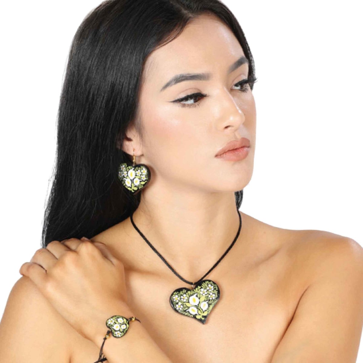 Set Artesanal Necklace-Earrings-Bracelet - CharroAzteca.com