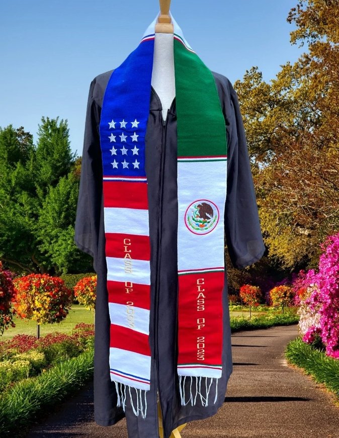 Two Nations, One Graduation: Mexican-American Zarape Stole - CharroAzteca.com