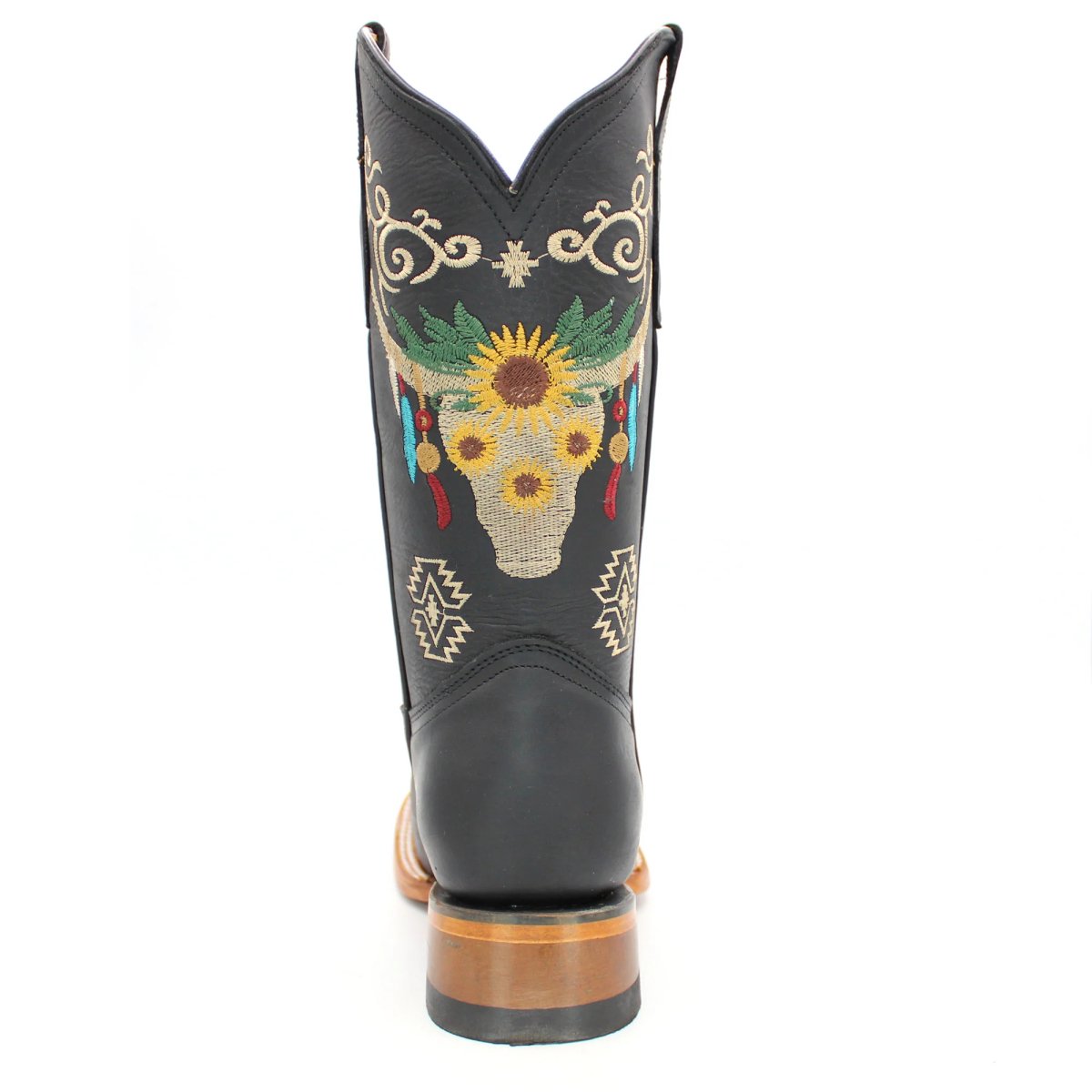 Women's Wide Square Toe Western Boot - Artesanal Design - CharroAzteca.com