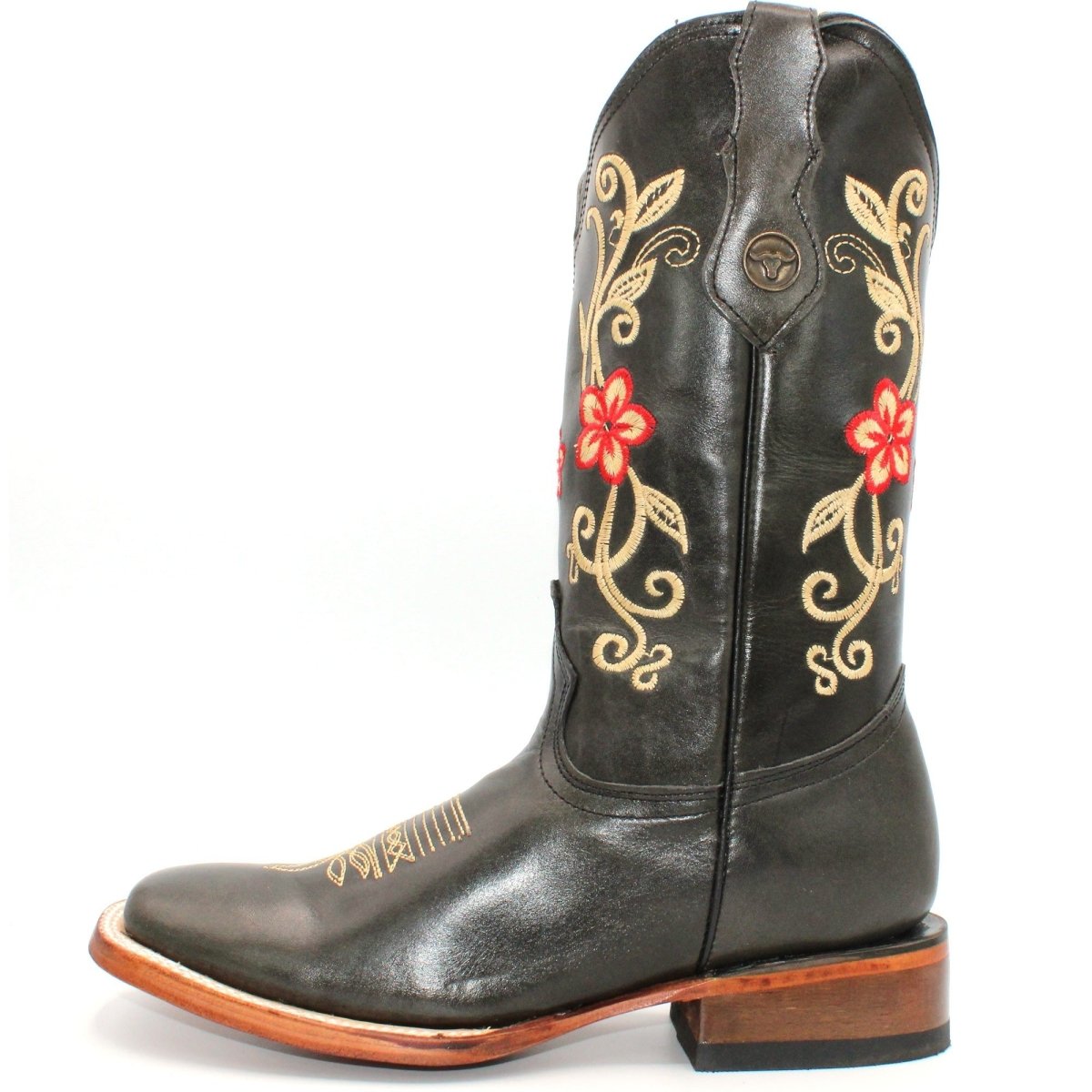 Women's Wide Square Toe Western Boot - Touch of Red - CharroAzteca.com